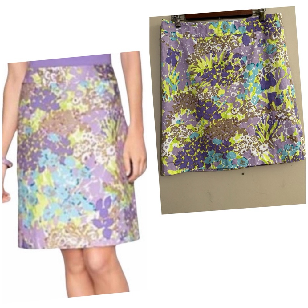 Talbots Multicolor Floral cotton lined Pencil Skirt Women's Sz 10 Office Wear
